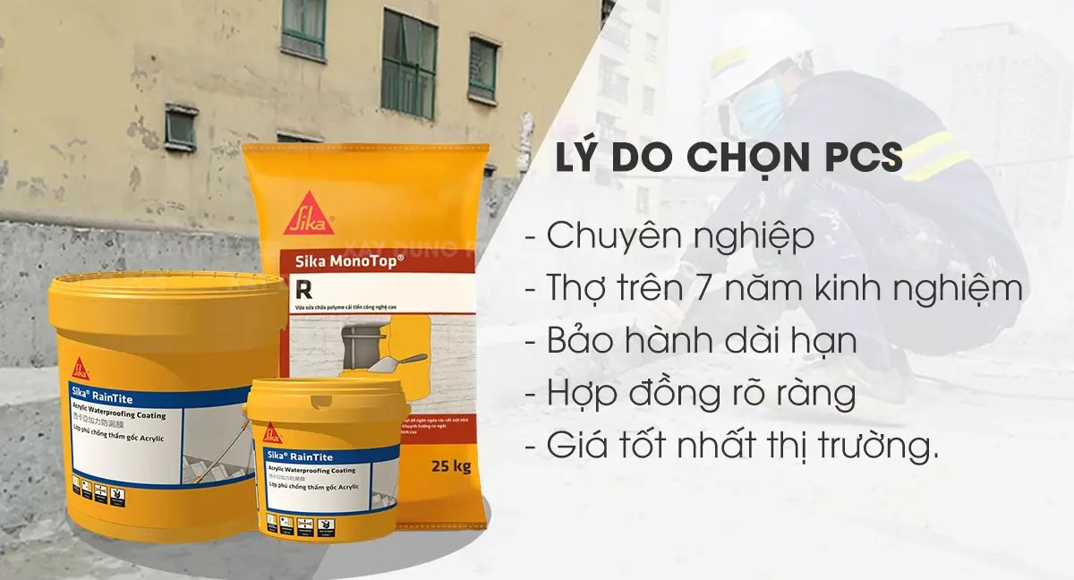 Báo giá thi công chống thấm Sika – Dịch vụ chuyên nghiệp từ công ty xây dựng PCS 4 Lý do chọn xaydungpcs Báo giá thi công chống thấm Sika giá rẻ